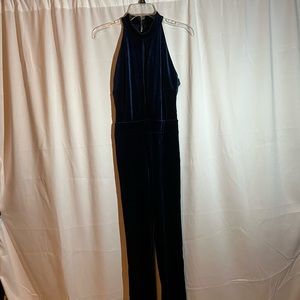 Shine Star Gently Used Excellent Condition Navy Velvet Open Front Jumpsuit